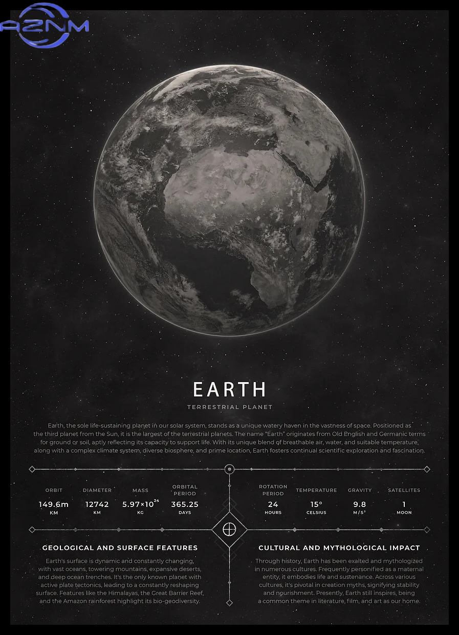 Star Map Poster - Affiche murale vintage AZNM sur l'espace,